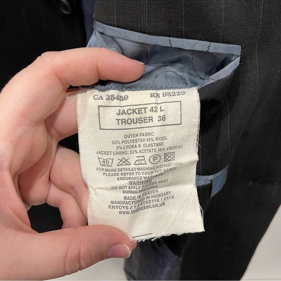 Ted Baker Endurance Stripe Wool Blend Sports Coat Jacket Size 42 Long - Picture 10 of 10